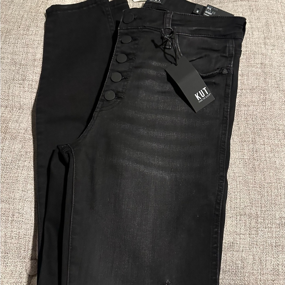 Kut from the Kloth high rise Mia Skinny Jeans in Black